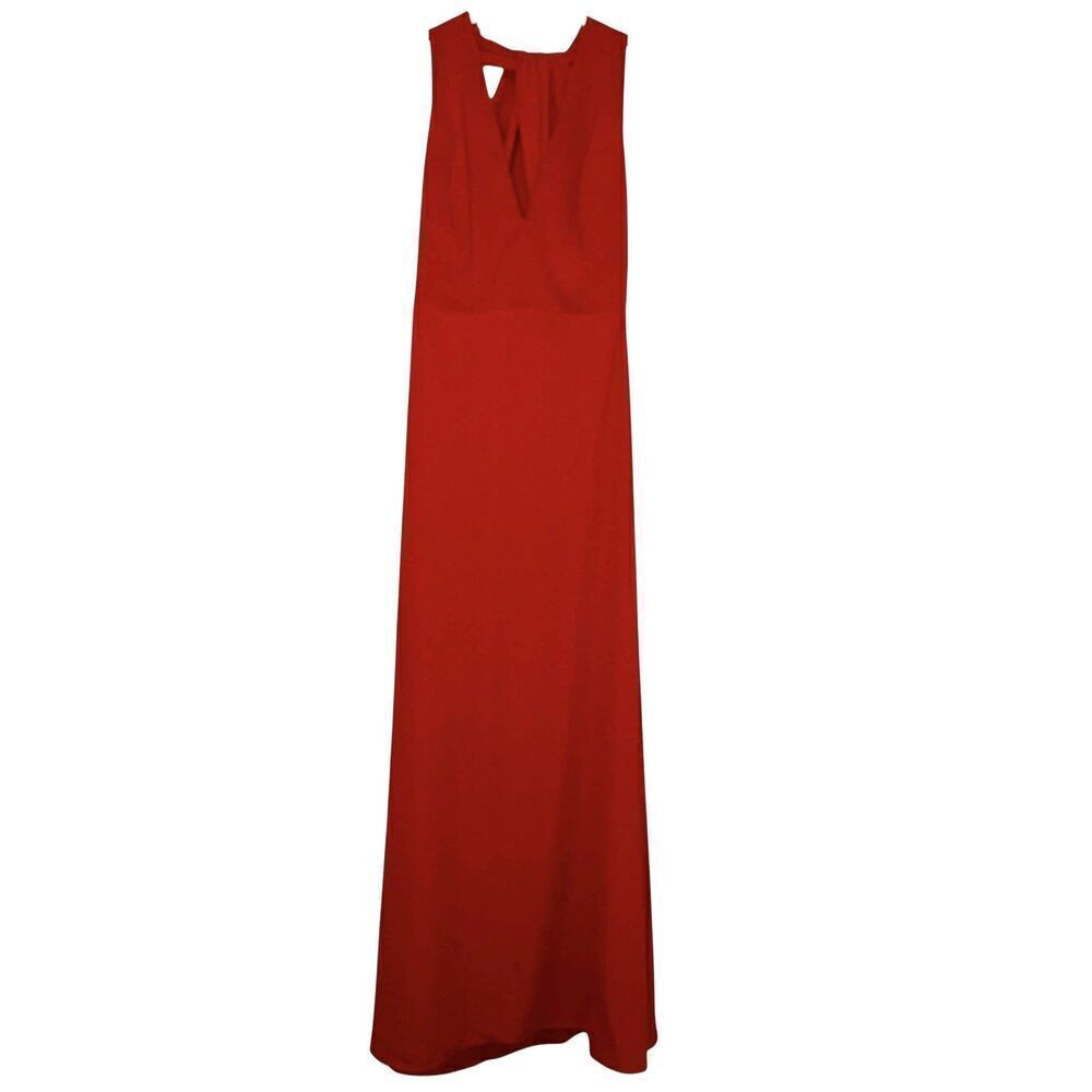 Jill Jill Stuart Dress Womens 6 Red Halter Gown Open Back V Neck Formal 4S1278